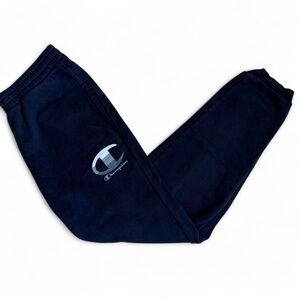 Boys Champion Warmup Slim Fit Fleece Workout Pants Black/White Size Large